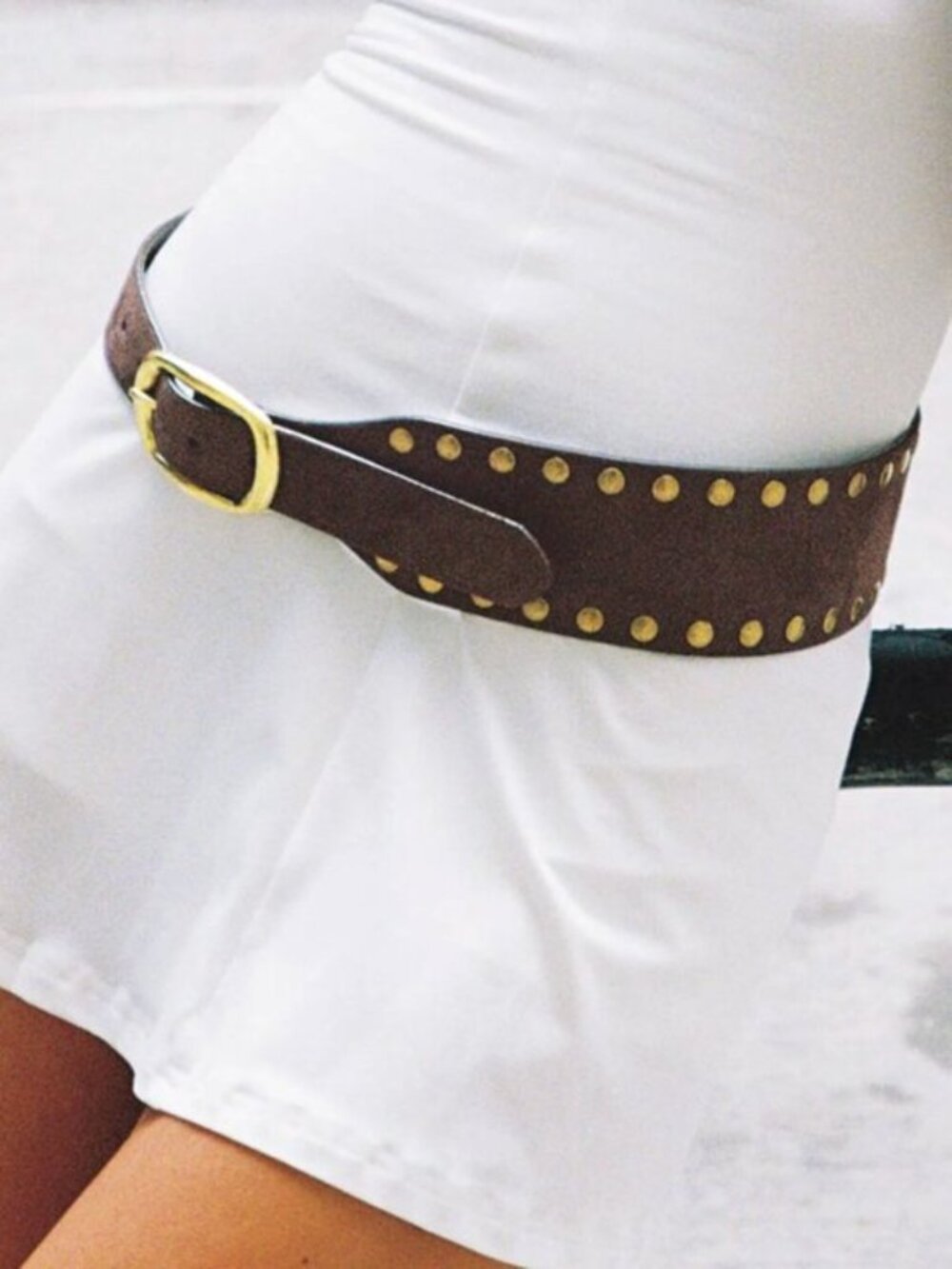 Princess Polly Brown Studded Faux Suede Wide Belt NWT